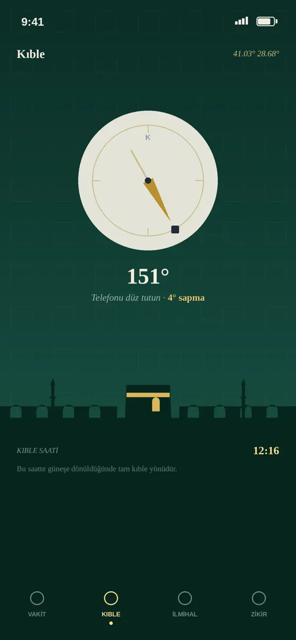 VAQIT kıble ekranı