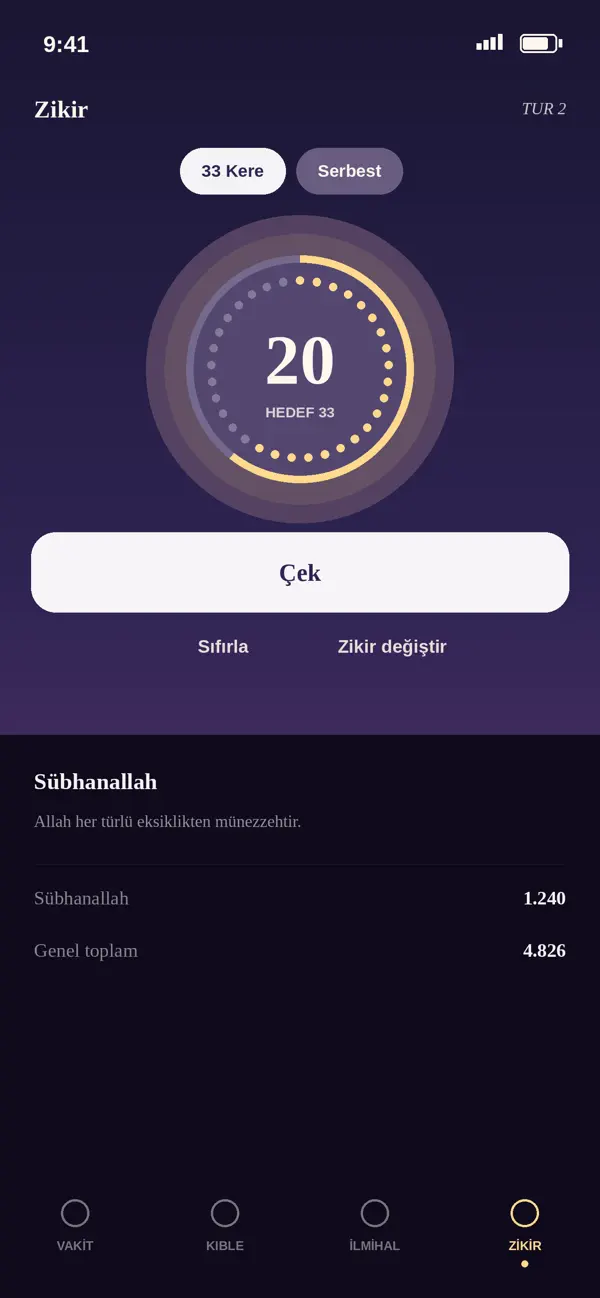 VAQIT ilmihal ekranı